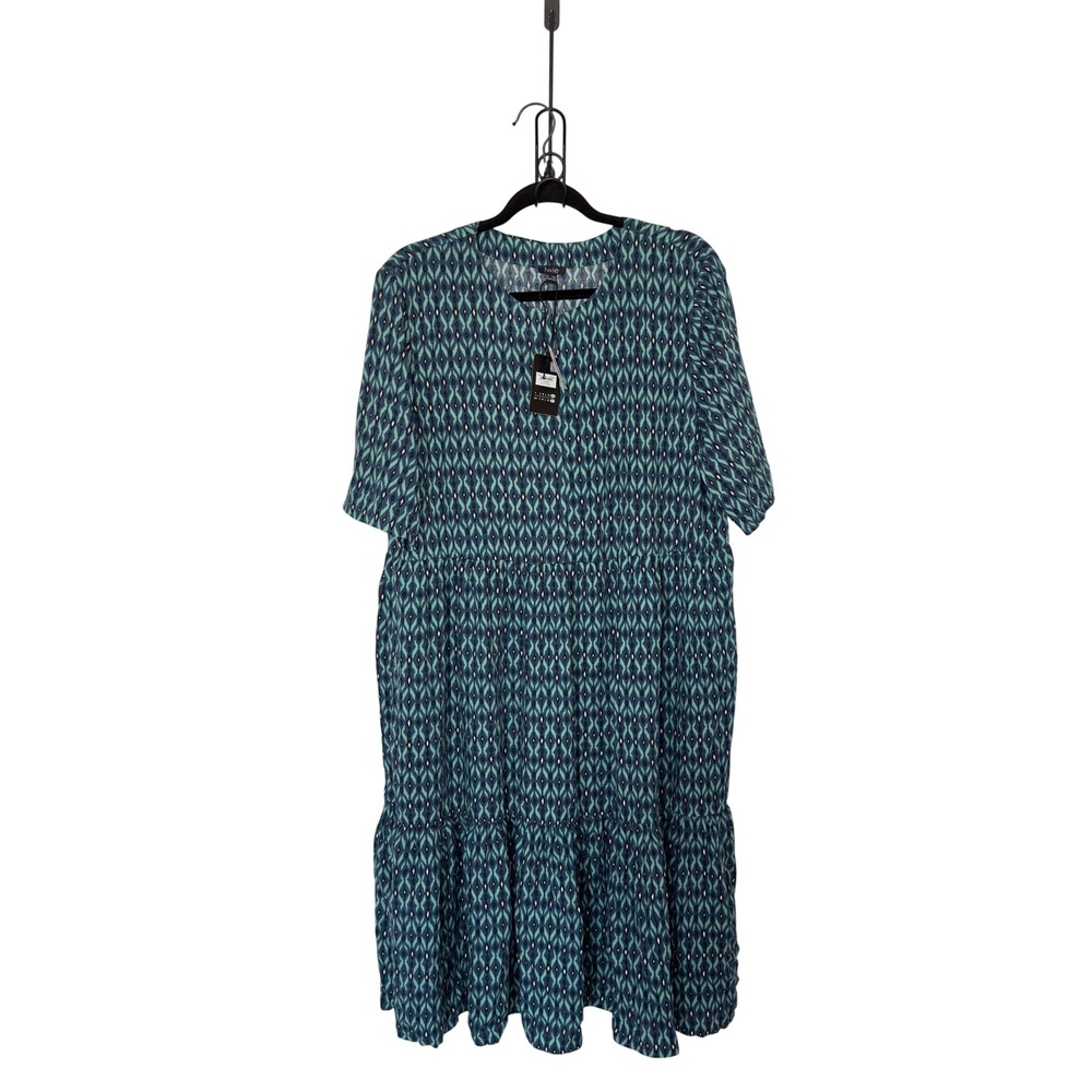 Iwie XXL Womens’s Geometric Tiered Midi Babydoll Dress Cottagecore Whimsigoth